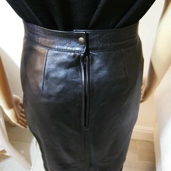 Black leather pencil skirt Euro Sz 40 Us Sz 8 - Picture 5 of 10